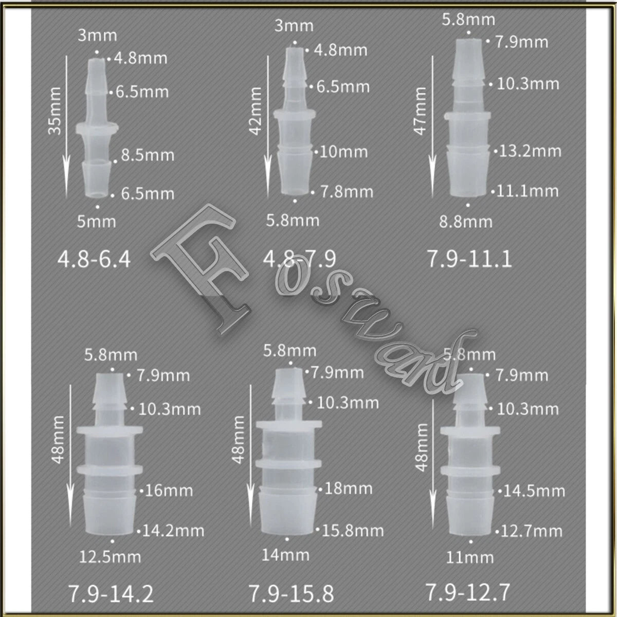 Straight Reducing Barbed Hose Connector — Plastic Fuel & Water Fitting 2.4–19mm