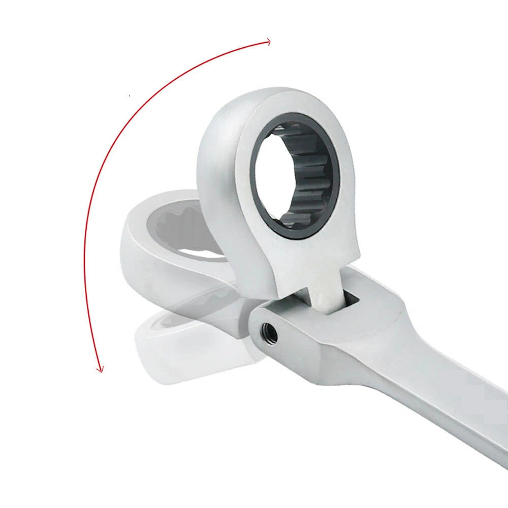 8-24mm Ratchet Spanner Combination Wrench Flexible Head Open End Ring Metric 72T