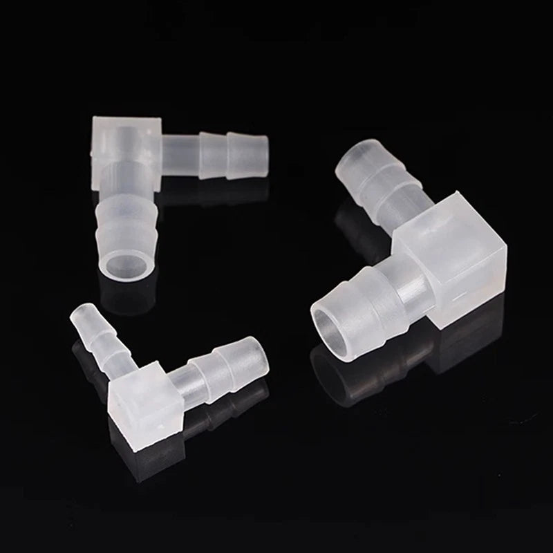 90° Elbow Plastic Barbed Joiner Reducer Connector Pipe Tube Hose Water 1.6-25mm