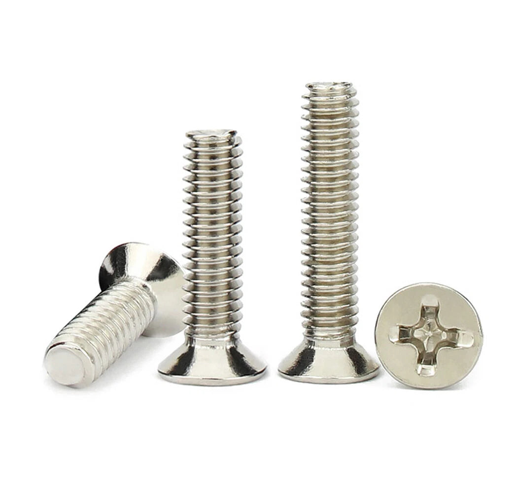 Phillips Machine Screws Countersunk Nickel Plated Steel DIN 965 Flat Head M1~M6