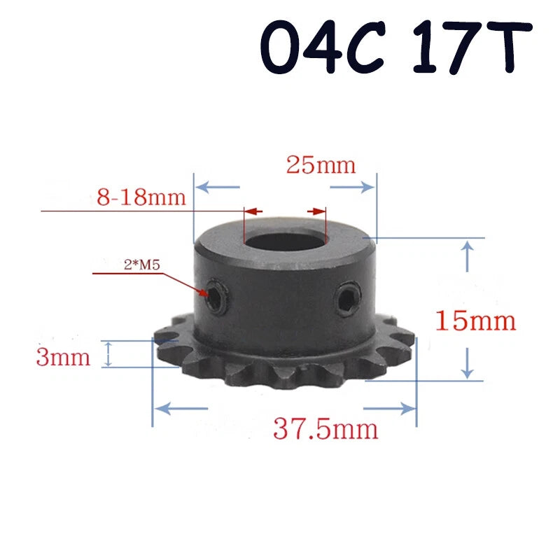 Pilot Bore Sprocket Roller Chain 17-20 Teeth Tooth Steel Chain Drive Sprocket