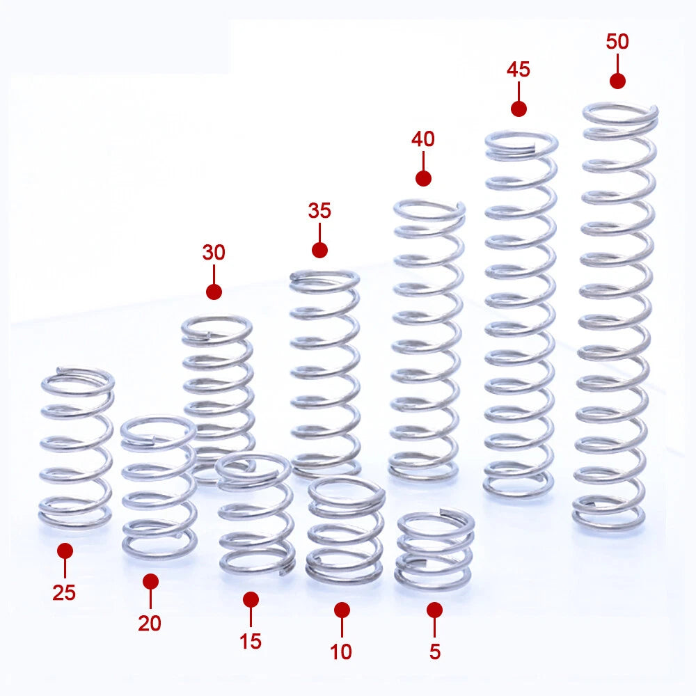 10pcs Compression Spring Wire Diameter 0.7-0.8mm & Length 5-50mm Pressure Small