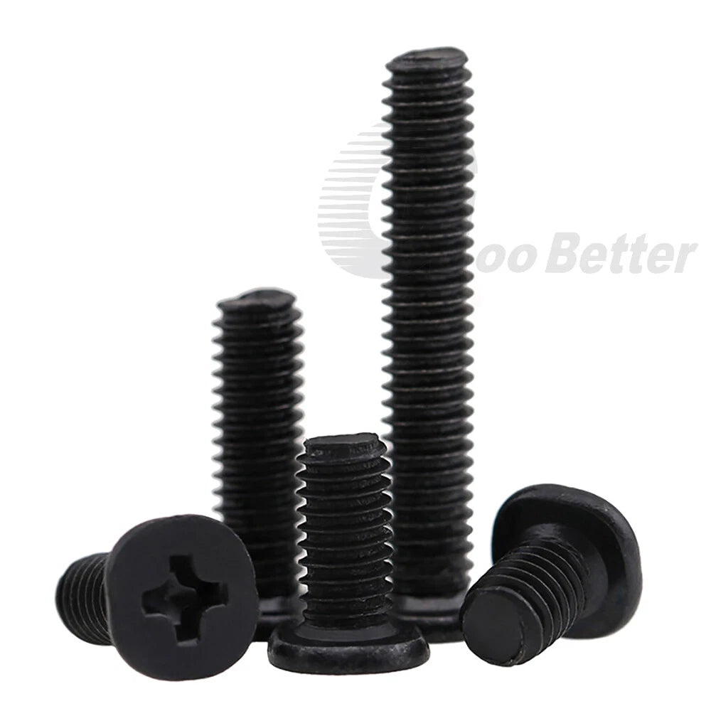 M4 Ultra Thin Flat Wafer Head Phillips Screws – Nickel or Black Zinc Plated, Carbon Steel (6–16mm Lengths)