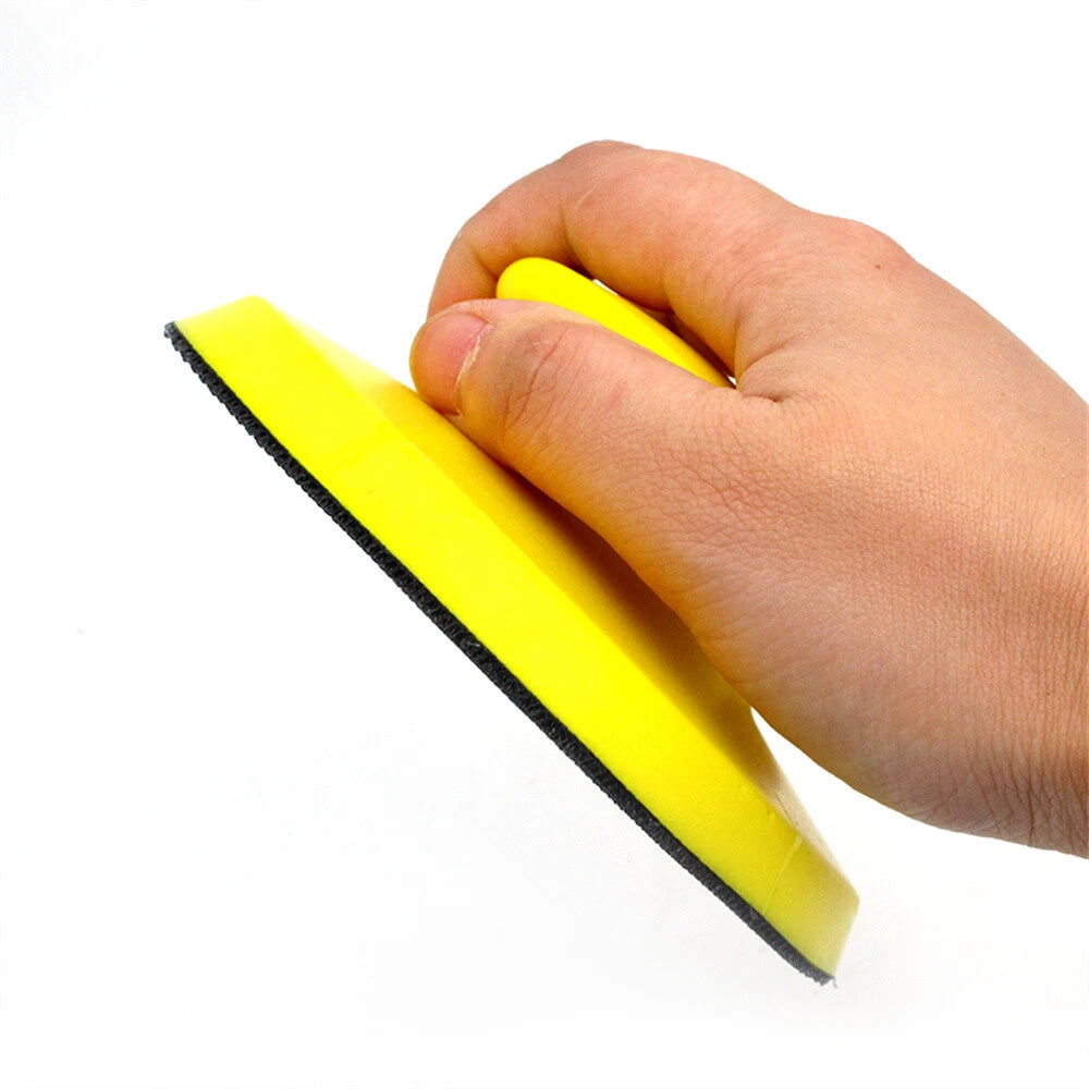 3" & 5" Round Hand Sanding Blocks — PU Foam Hook & Loop Backing Pads for Sandpaper and Polishing