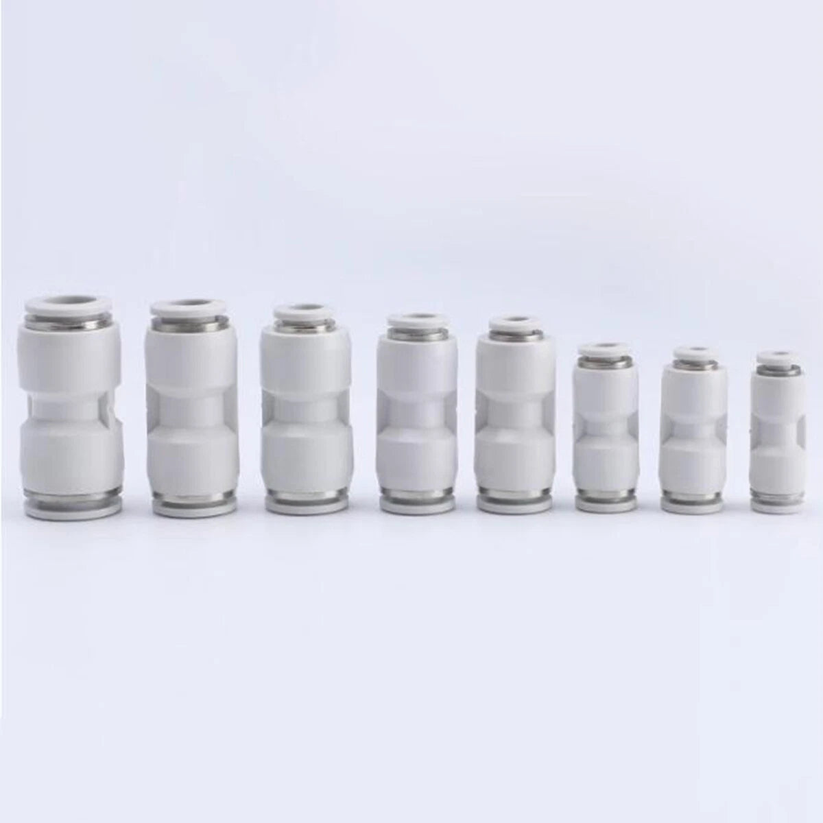 Nylon Push-to-Connect Straight Pneumatic Fitting 4–12mm White Inline Tube Connector