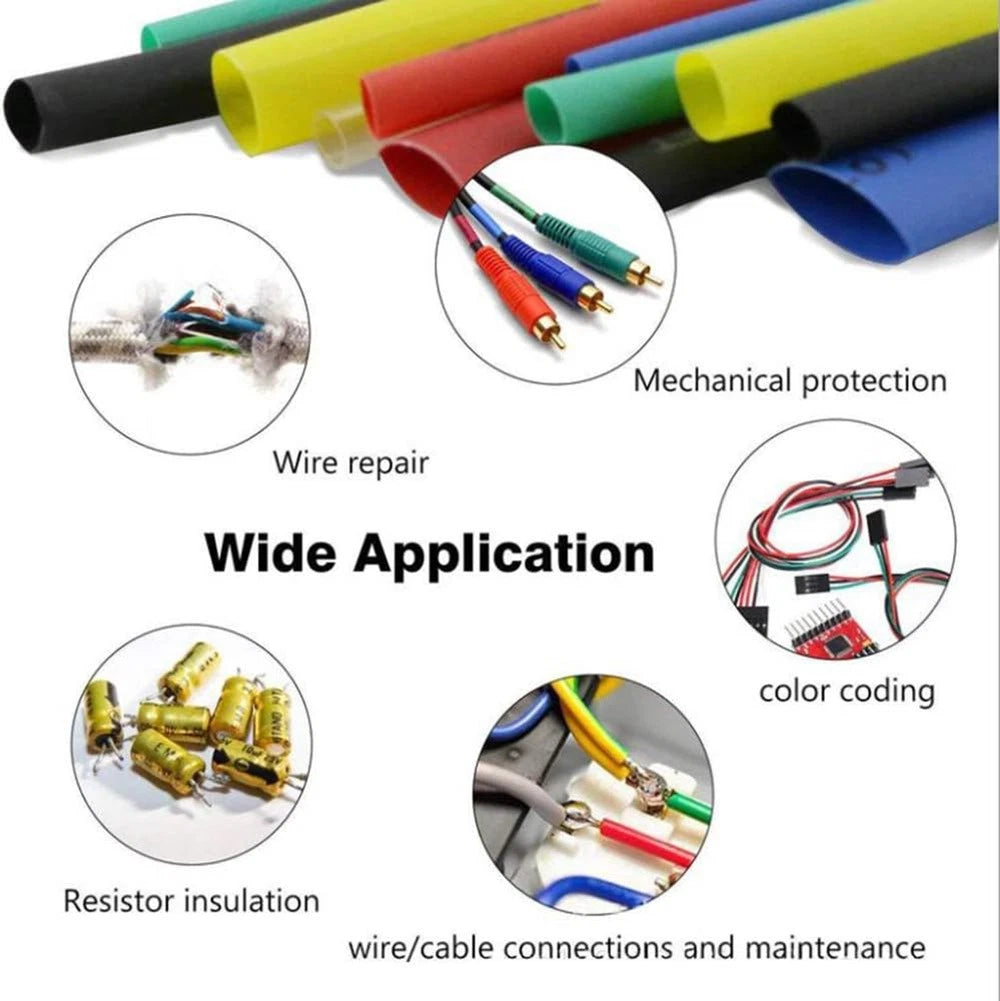 2:1 Heat Shrink Tubing — Electrical Wire Sleeve, φ0.6mm–φ2mm, 7 Colors