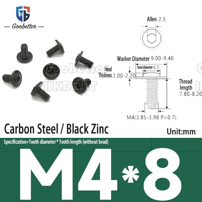 Flanged Button Head Screws M2–M5 — Allen & Torx, Stainless or Carbon Steel - HomeDIYer