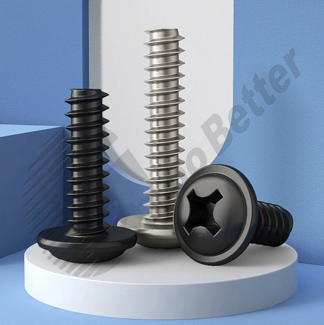 M1.4 M1.7 M2 M2.3 M2.6 M3 M4 Flanged Pan Head Blunt Screws – Nickel or Black Zinc Carbon Steel