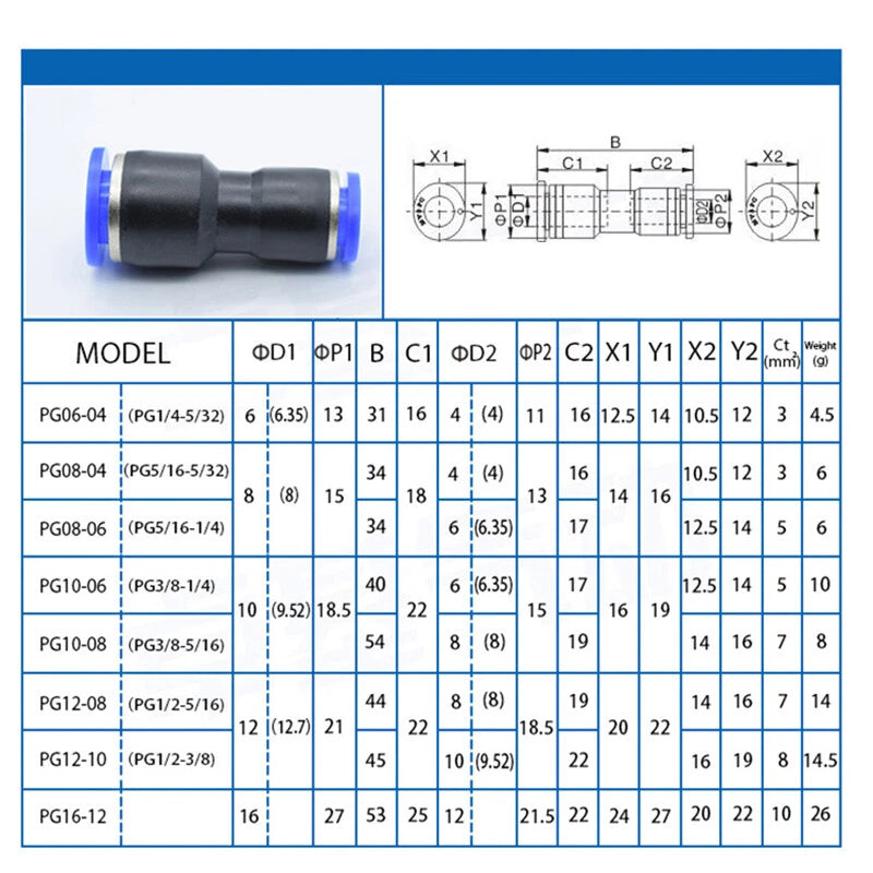 Nylon Push-Fit Pneumatic Connector | Speed Fit Air & Water Hose Fittings 4–16mm