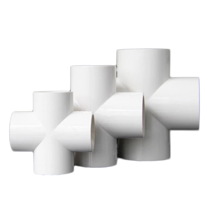 PVC 4-Way Equal Water Supply Pipe Fittings Adapter Connector Joint ID 20mm-160mm