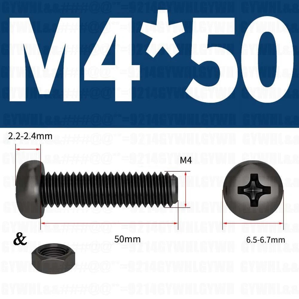 Black Pan Head Phillips Machine Screws + Hex Nuts Set – A2 Stainless Steel, M2 to M10