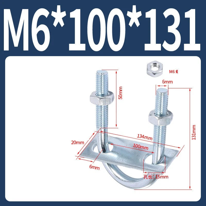 Round U-Bolts Sets Steel 16mm-219mm Inner Width M6 M8 M0 M12 with Nut, Plate