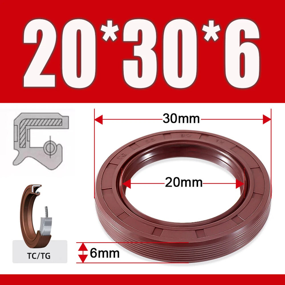 Metric TC Oil Seal FKM Dual Lip Rotary Shaft Seal 8mm–40mm Bore