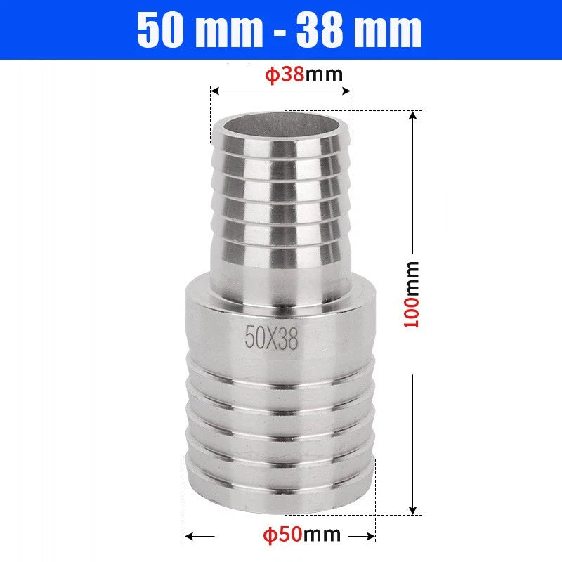 6mm~50mm Stainless Reducer Barbed Hose Joiner Connector Air Water Pipe Gas Tubi