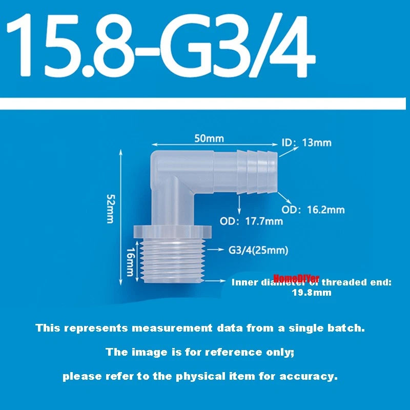 Male Thread Barbed 90° Elbow Hose Connector — Plastic Pipe Fitting with Washer