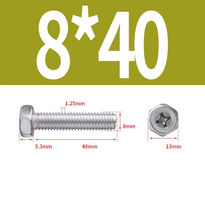 A2 Stainless Steel Hex Head Machine Screws – M3 M4 M5 M6 M8, Fully Threaded (304 Grade)