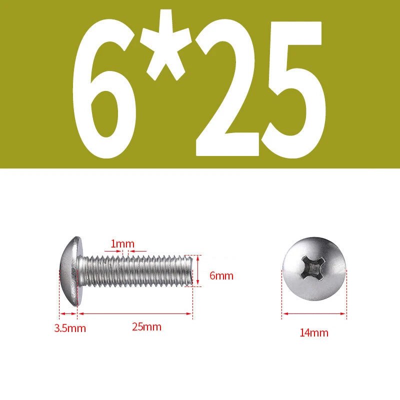 Phillips Button Head Machine Screws — Steel M2 M2.5 M3 M4 M5 M6 - HomeDIYer