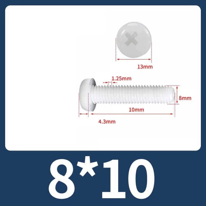 White Nylon Phillips Pan Head Machine Screws – M2 to M8, Non‑Conductive & Corrosion‑Free (PA66)