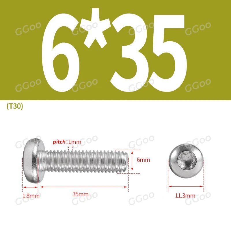 A2 Stainless Steel Torx Pan Head Machine Screws — M2 to M8, Six-Lobe Drive