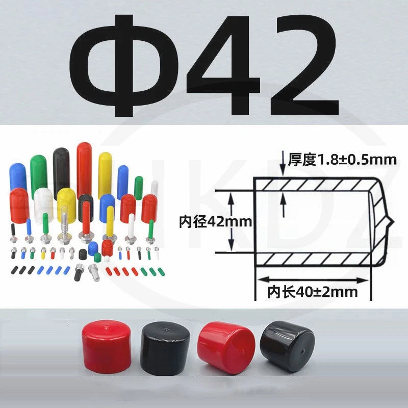 PVC End Caps for Screws, Bolts, Rods, Tubes & Cables – Thread Cover Protector, Rubber Plastic Caps (12-114mm, Multiple Colors)