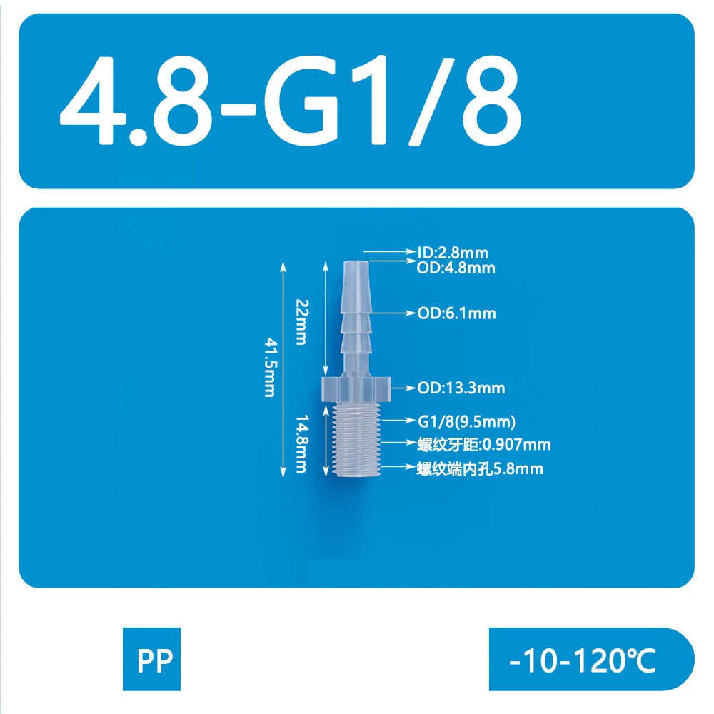 BSP Metric External Thread Straight Barb Connector – Plastic Hose Pipe Fitting