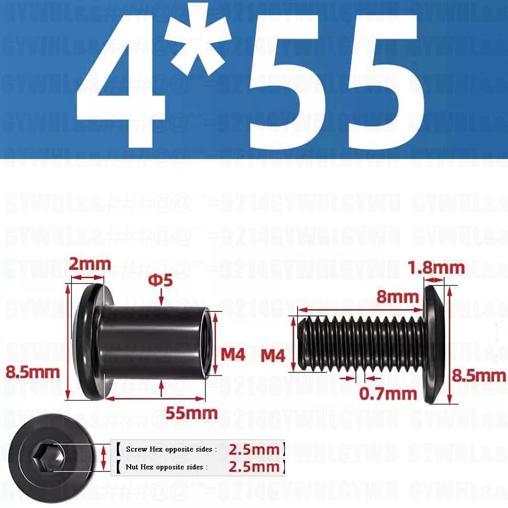 Metric Furniture Connector Bolts with End Cap Nuts — Stainless Steel M2 to M10