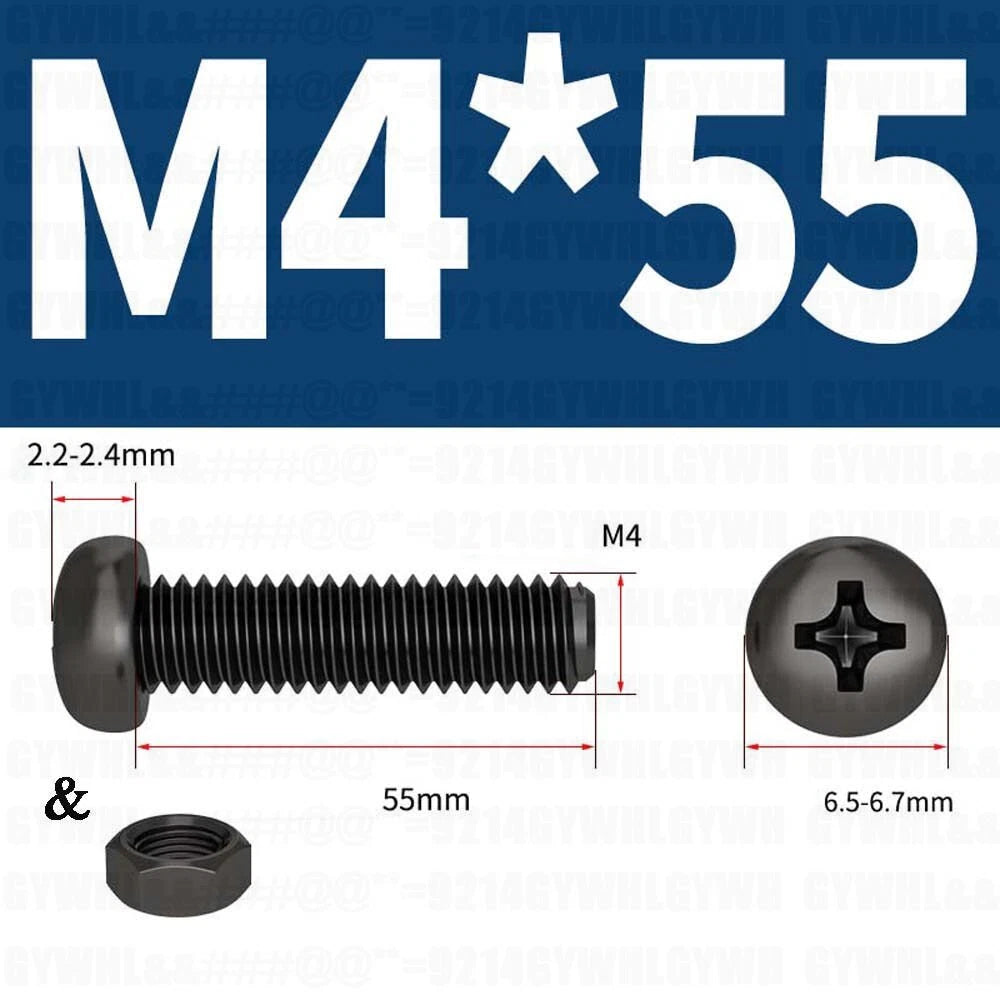 Black Pan Head Phillips Machine Screws + Hex Nuts Set – A2 Stainless Steel, M2 to M10