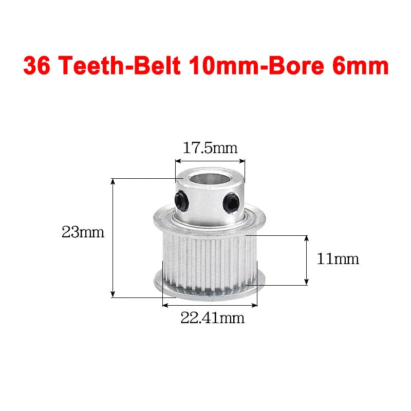 2GT Drive Pulley With Step 16 Tooth - 100 Tooth Bore 4mm - 25mm for 10mm Belt