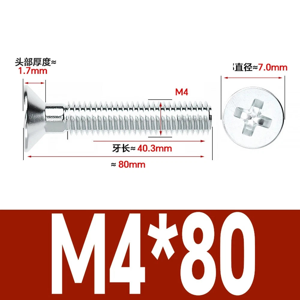 Countersunk Phillips Machine Screws – M2 to M12, White / Colour Zinc Plated, Carbon Steel