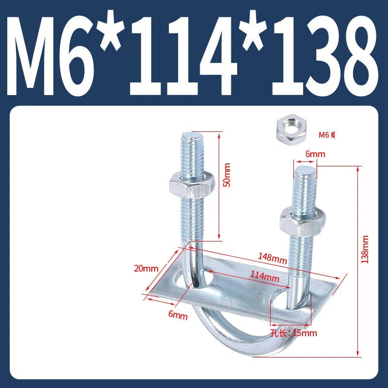 Round U-Bolts Sets Steel 16mm-219mm Inner Width M6 M8 M0 M12 with Nut, Plate