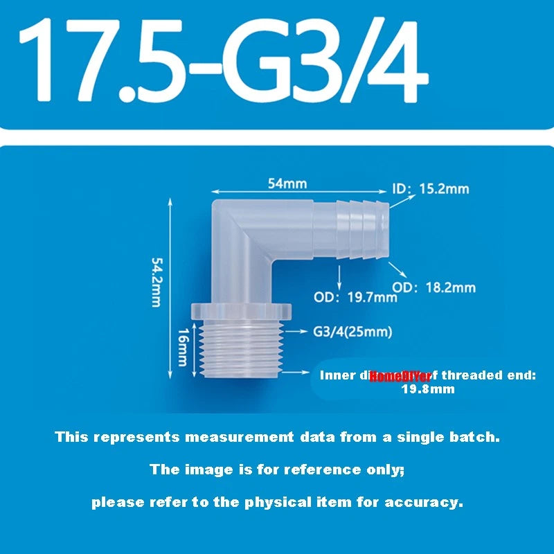 Male Thread Barbed 90° Elbow Hose Connector — Plastic Pipe Fitting with Washer