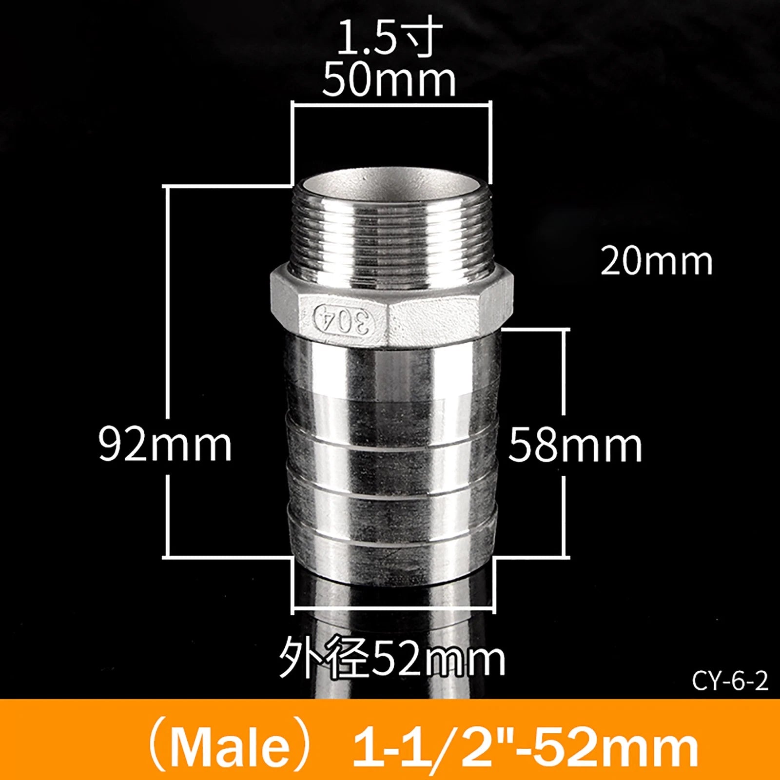 BSP Male Taper Thread x Hose Tail Adapter Fittings — Stainless Steel 304