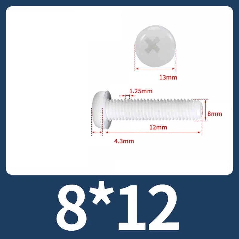 White Nylon Phillips Pan Head Machine Screws – M2 to M8, Non‑Conductive & Corrosion‑Free (PA66)