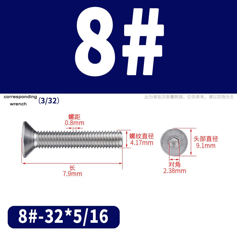 UNC Countersunk Socket Cap Screws A2 Stainless Steel — #2-56 to 5/16-18
