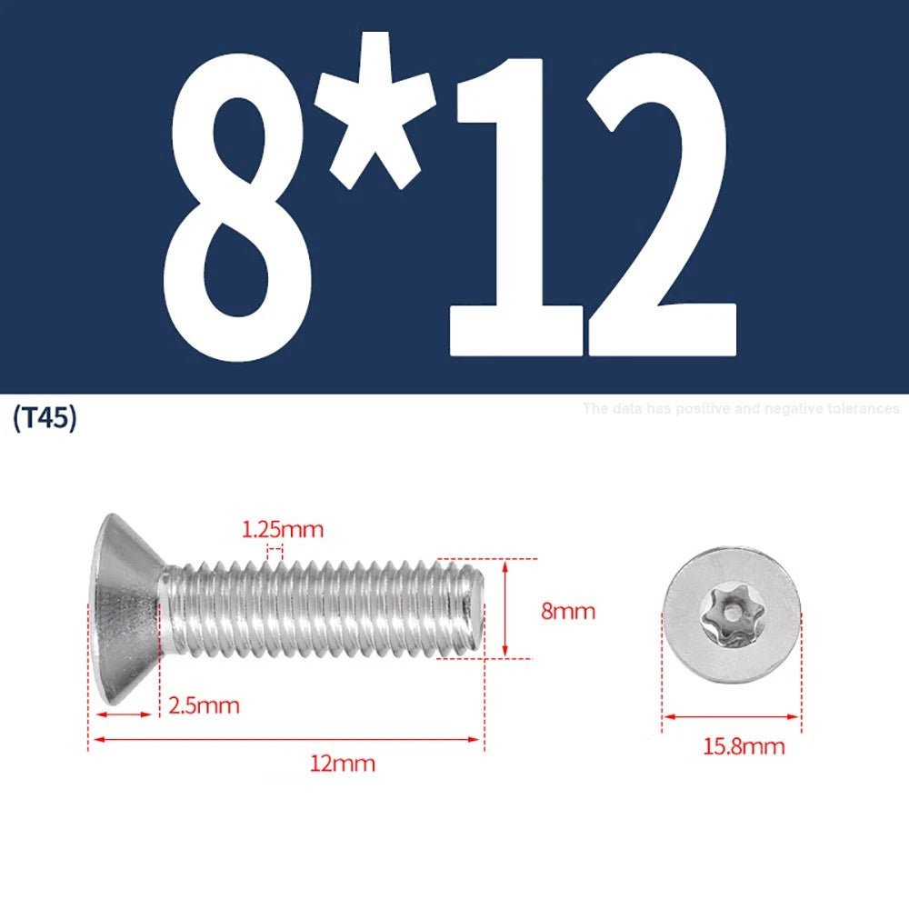 M3–M8 Pin Torx Countersunk Flat Head Machine Screws | A2 Stainless Steel - HomeDIYer