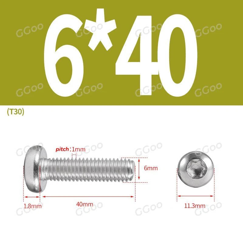 A2 Stainless Steel Torx Pan Head Machine Screws — M2 to M8, Six-Lobe Drive