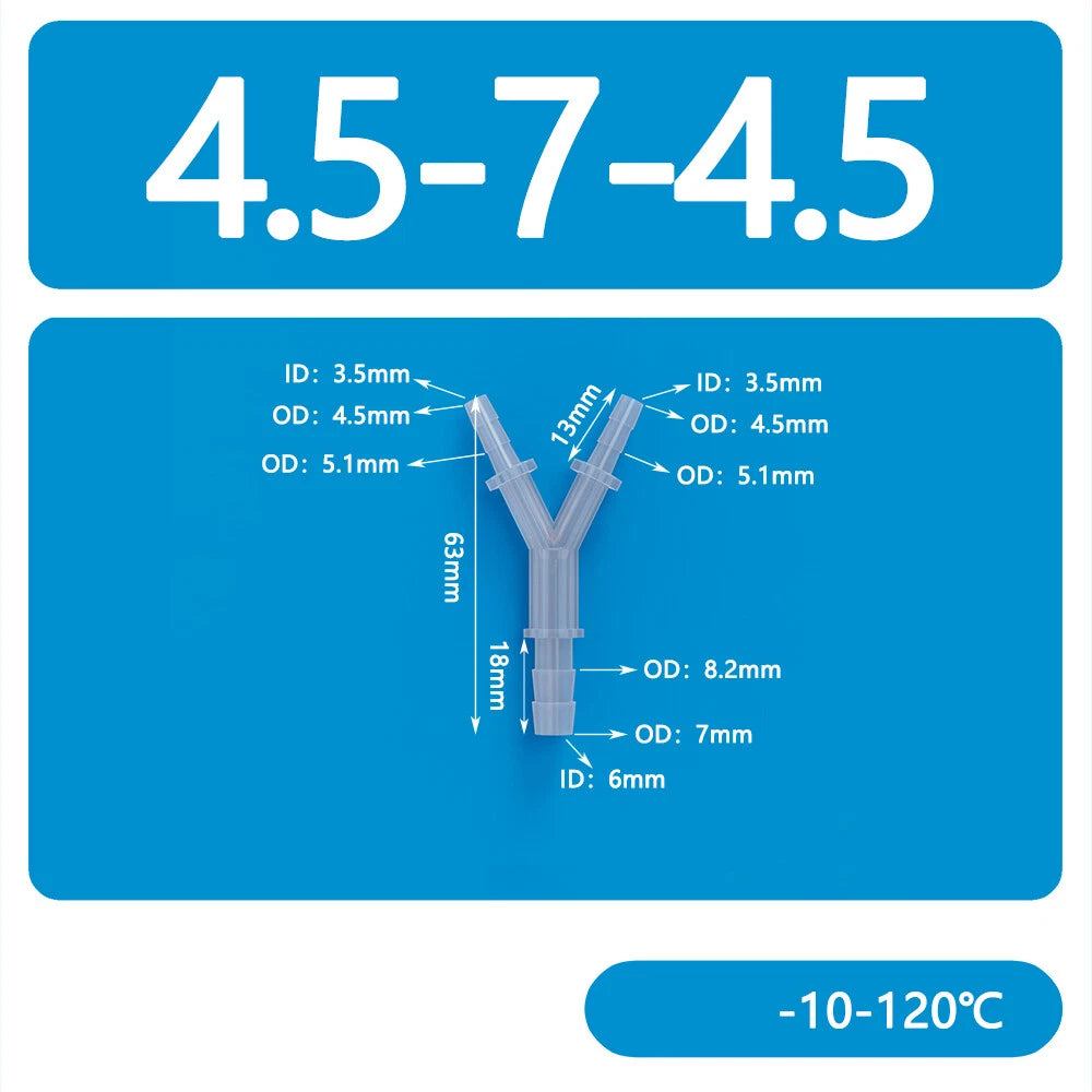 Y-Type 3-Way Barbed Hose Connector — Plastic Tee Fitting for Tube & Pipe