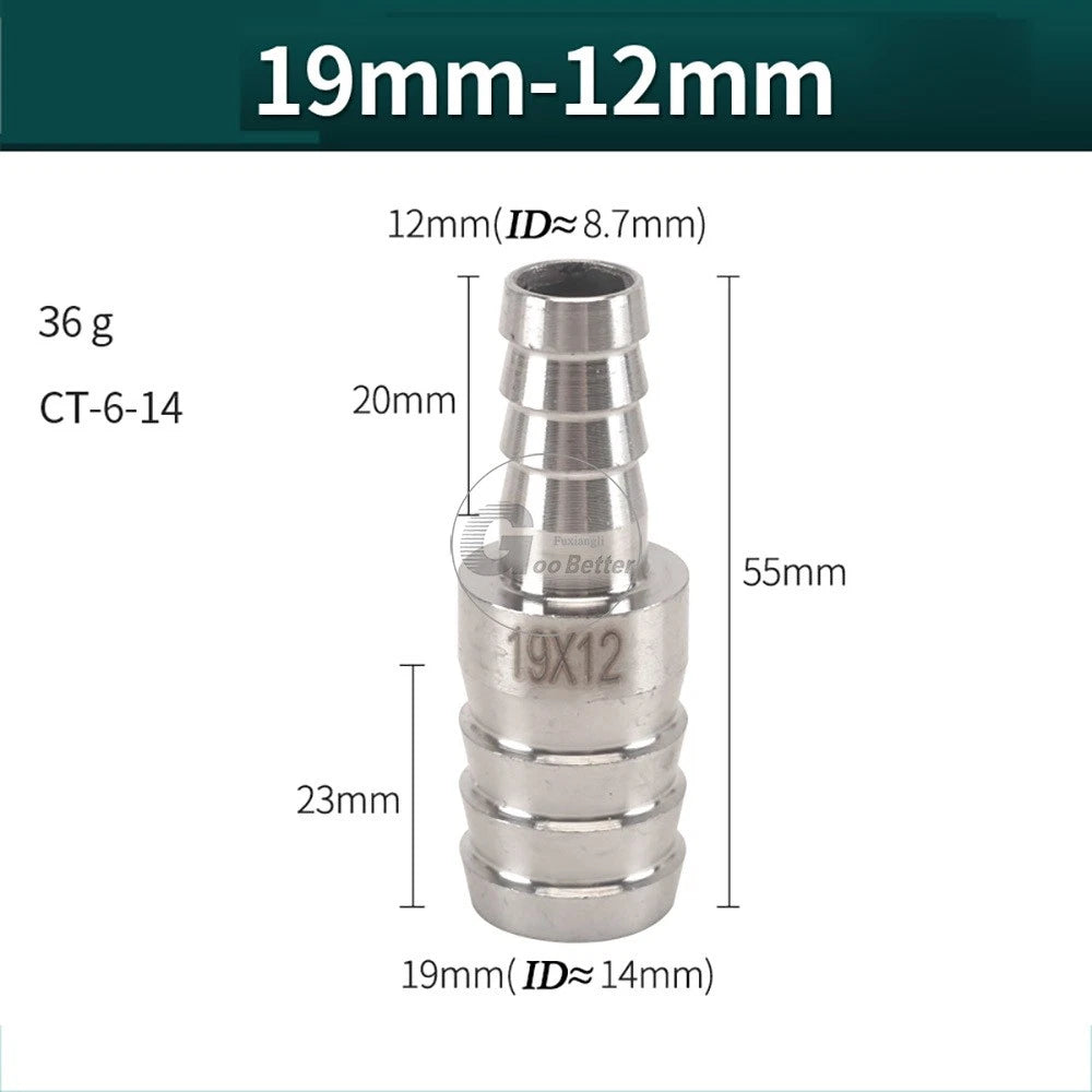 A2 Stainless Steel 8-41mm Barbed Hose Connector,Hosetail Pipe Air Water Oil Fuel