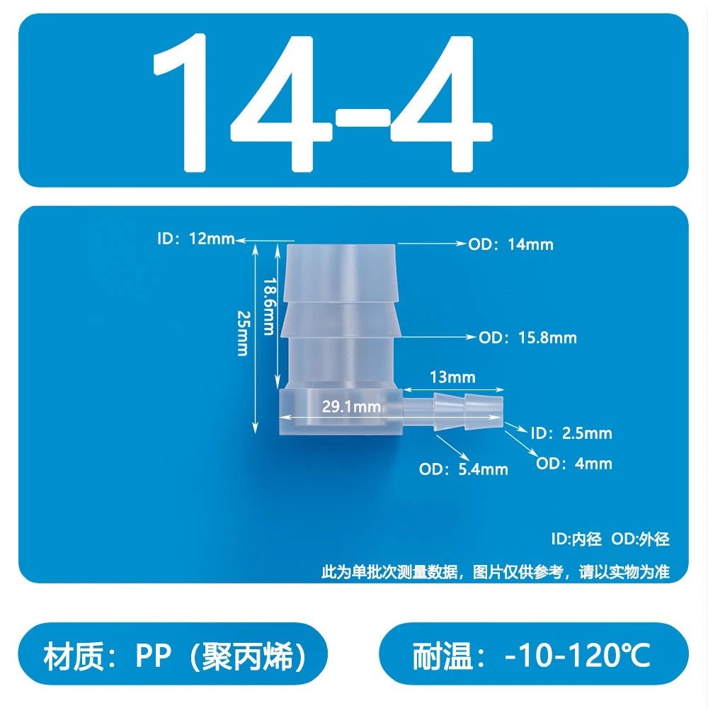90° Elbow Plastic Barbed Joiner Reducer Connector Pipe Tube Hose Water 1.6-25mm