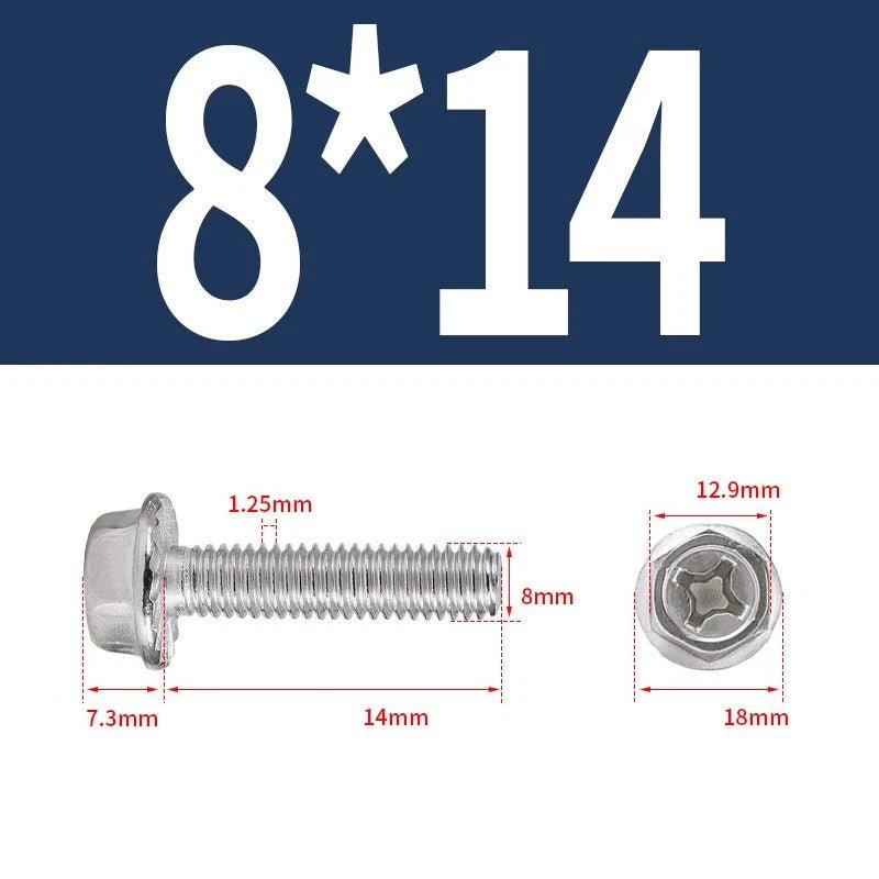 Phillips Hex Flange Screws 304 Stainless Steel M3–M8 | Dentate & Flat Flange - HomeDIYer