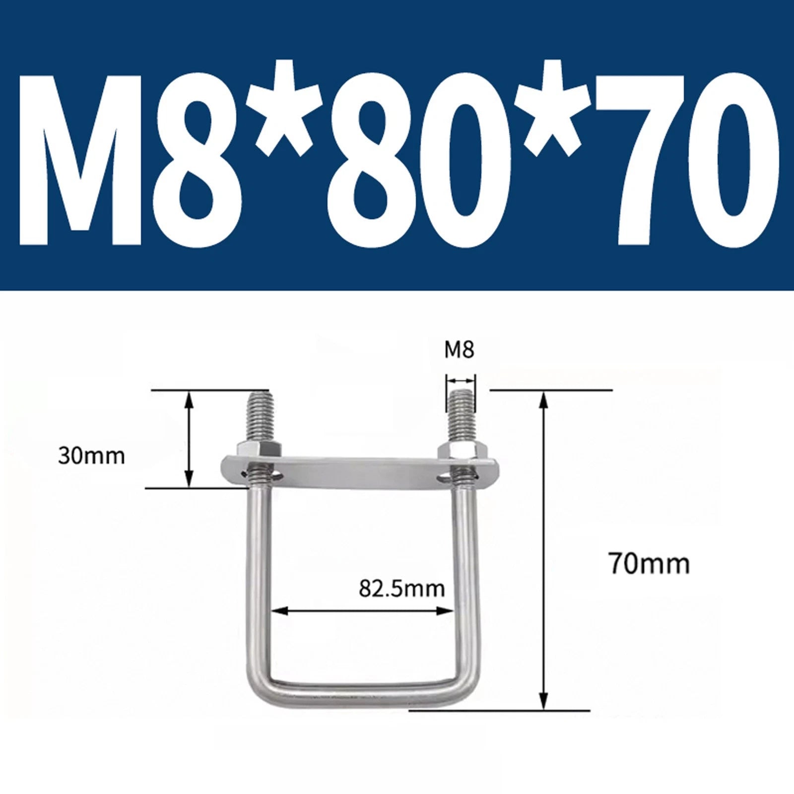 M6 M8 M10 M12 U Bolt Plates & Nuts Standard U-Bolts Stainless Steel 304 Trailer