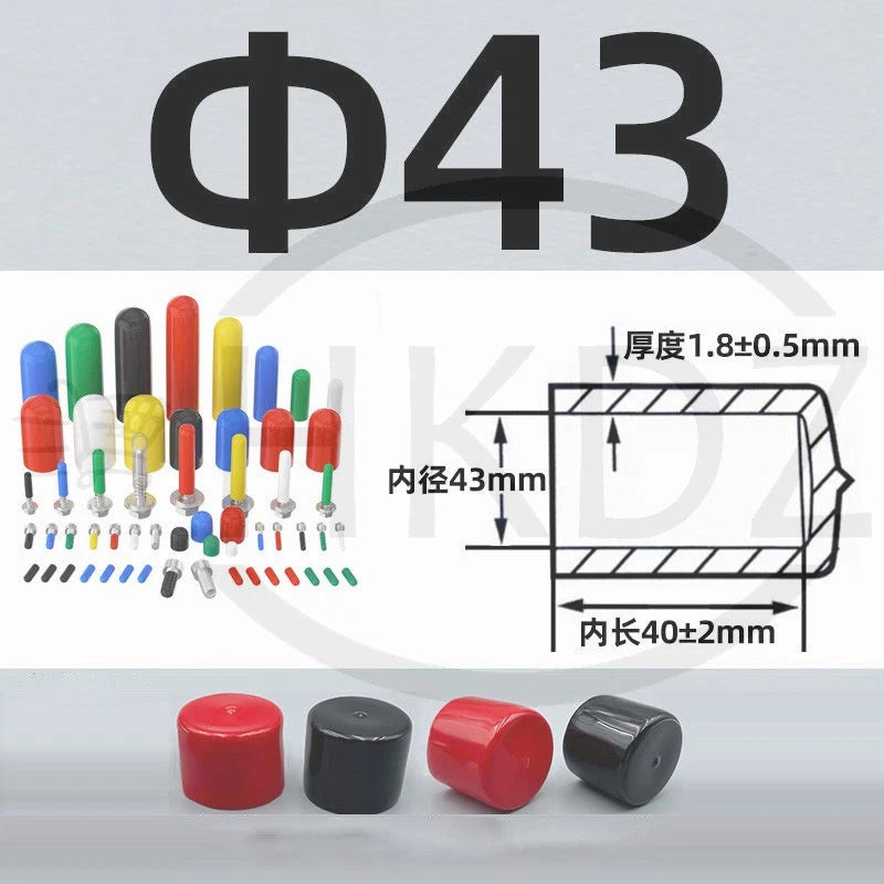 PVC End Caps for Screws, Bolts, Rods, Tubes & Cables – Thread Cover Protector, Rubber Plastic Caps (12-114mm, Multiple Colors)