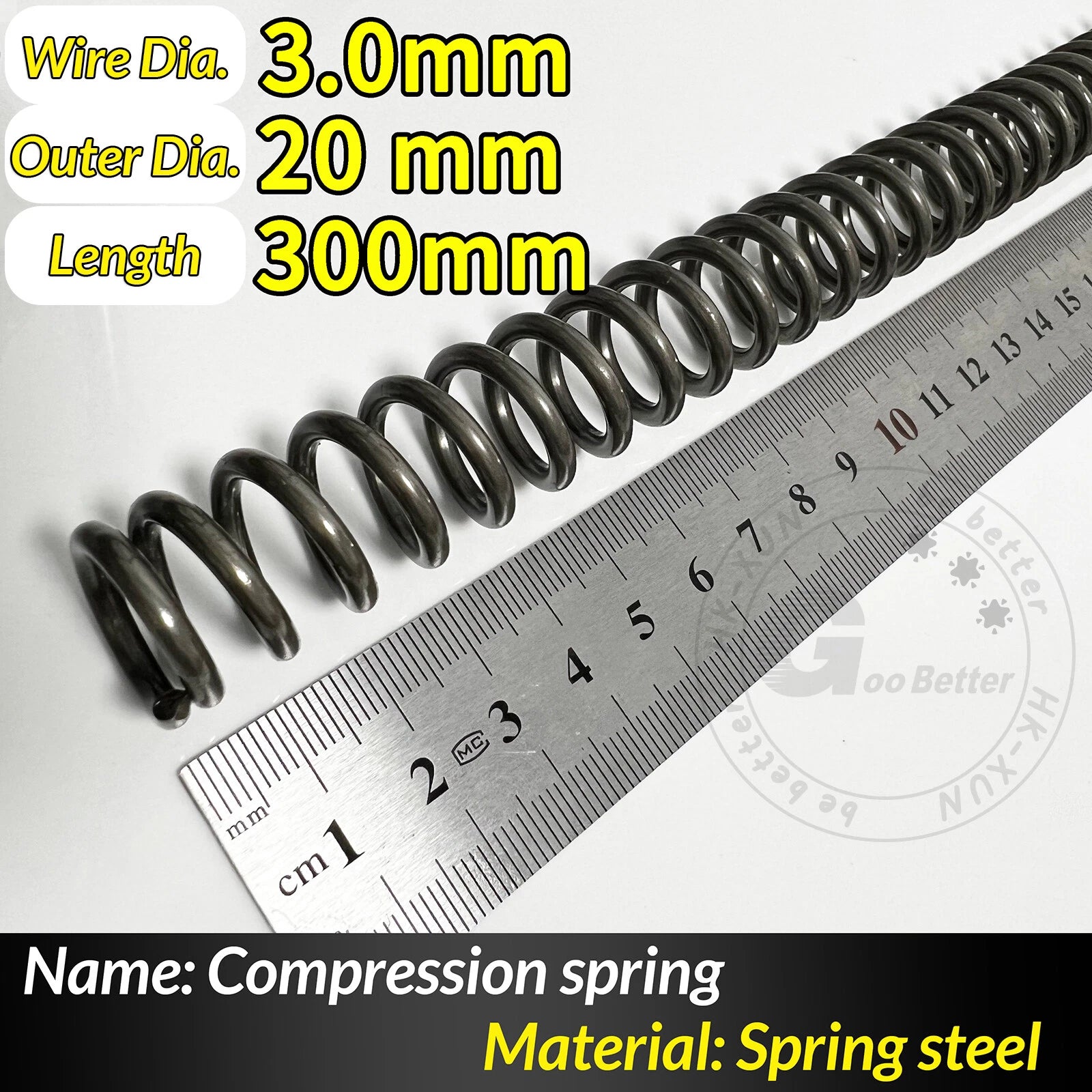Compression Spring Pressure Springs, Wire Dia 2-3.5mm, OD 10-60mm, Length 300mm