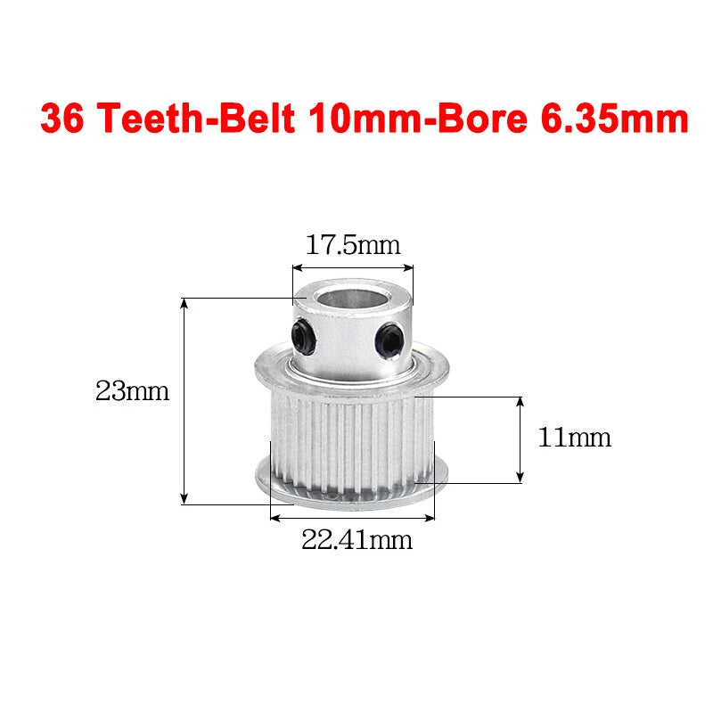 2GT Drive Pulley With Step 16 Tooth - 100 Tooth Bore 4mm - 25mm for 10mm Belt