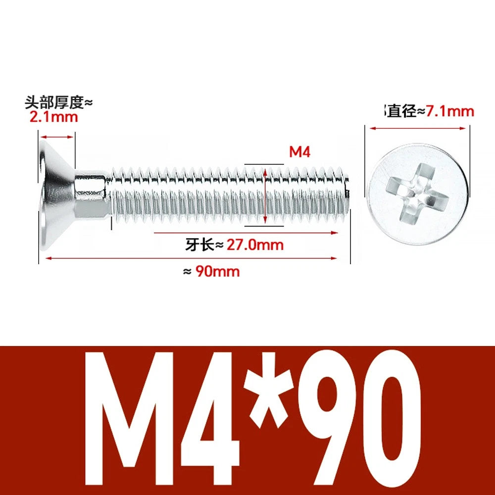 Countersunk Phillips Machine Screws – M2 to M12, White / Colour Zinc Plated, Carbon Steel