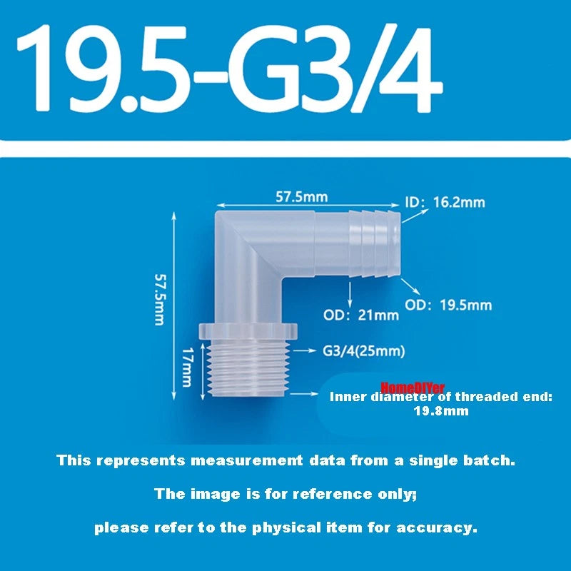 Male Thread Barbed 90° Elbow Hose Connector — Plastic Pipe Fitting with Washer