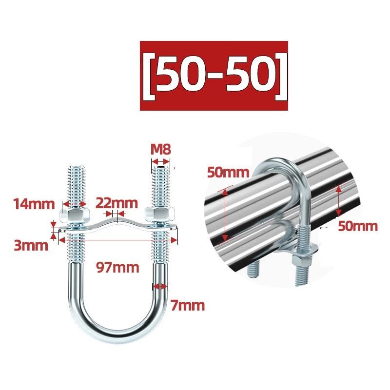 U - Bolt Pipe Clamp — Double & Single U - Shape Saddle Clamp for Greenhouse & Awning Frames - HomeDIYer