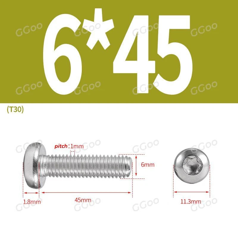 A2 Stainless Steel Torx Pan Head Machine Screws — M2 to M8, Six-Lobe Drive