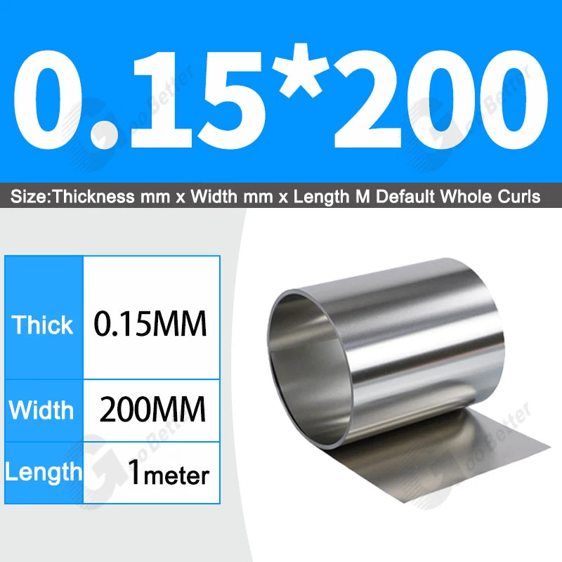 1 Meter 304 Stainless Steel Band SUS304 Sheet Foil Plate Strip Thick 0.01mm-1mm