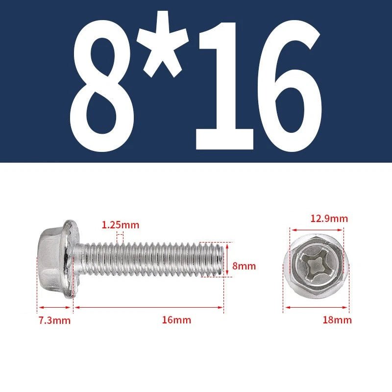 Phillips Hex Flange Screws 304 Stainless Steel M3–M8 | Dentate & Flat Flange - HomeDIYer